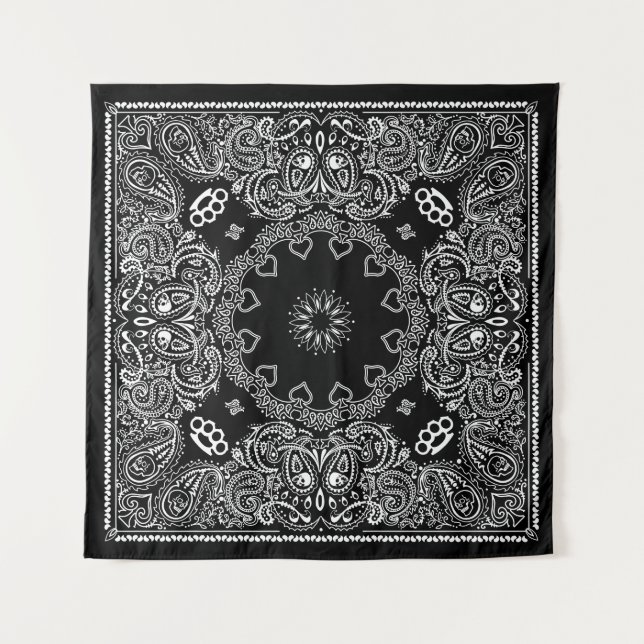 Black Biker Bandanna Tapestry (Front)