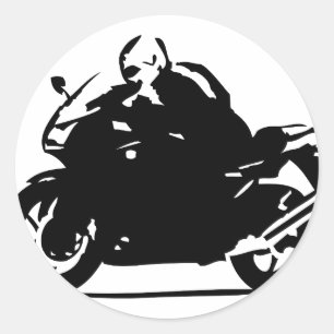 black biker icon motorcycle classic round sticker