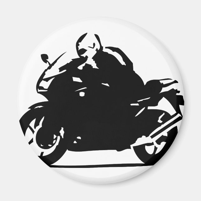 black biker icon motorcycle magnet (Front)