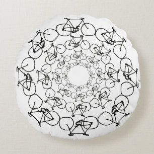 black bikes in circles round cushion