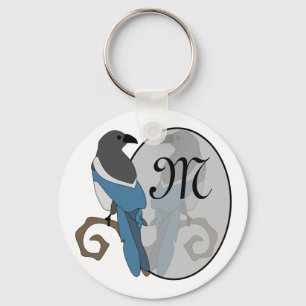 Black Billed Magpie Monogram Key Ring