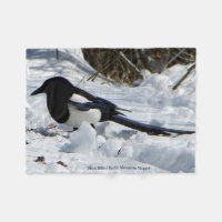 Black Billed Rocky Mountain Magpie fleece blanket