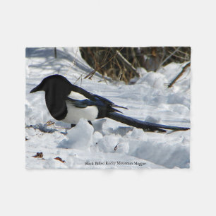 Black Billed Rocky Mountain Magpie fleece blanket