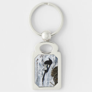 Black Billed Rocky Mountain Magpie metal key chain