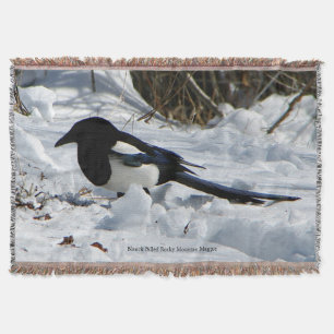 Black Billed Rocky Mountain Magpie throw blanket