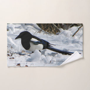 Black Billed Rocky Mountain Magpie towel set