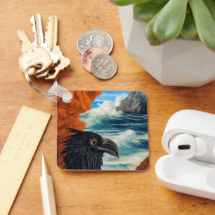 Black Bird Art Key Ring