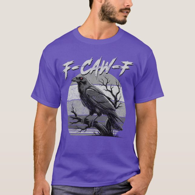 Black Bird Crow Funny Crow Bird Cawing Grunge T-Shirt (Front)