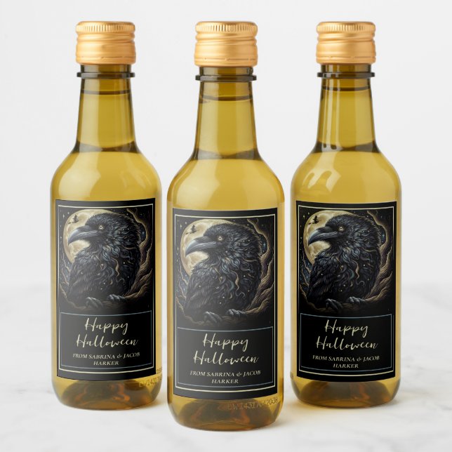 Black Bird Halloween  Wine Label (Bottles)