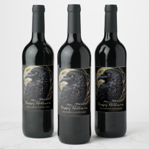 Black Bird Halloween  Wine Label