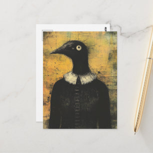 Black Bird in a Black Dress Fantasy Postcard