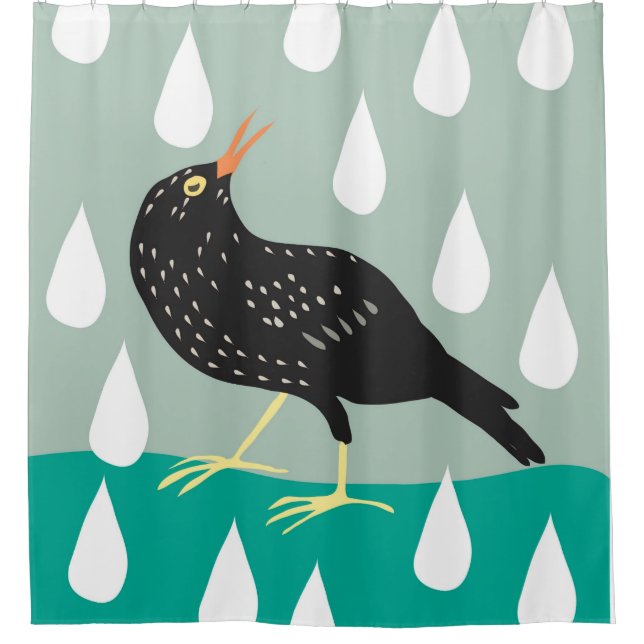 Black Bird Poster Shower Curtain (Front)