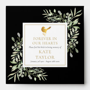 Black Bird Seed Packet Greenery Funeral Memorial Envelope