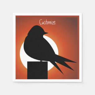 Black Bird Silhouette Sun Thunder_Cove Napkin
