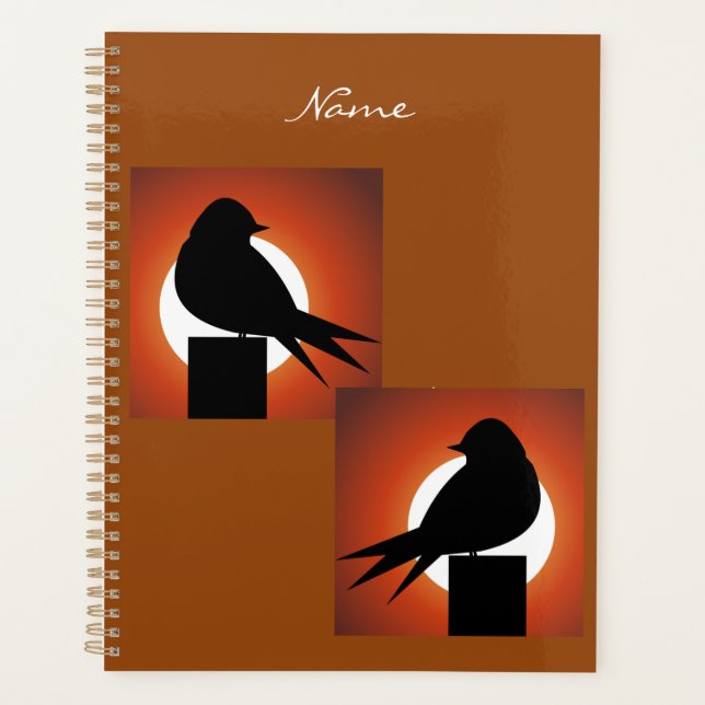 Black Bird Silhouette Sun Thunder_Cove Planner (Front)