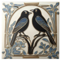 Black Birds Art Nouveau Bird Art Deco BlackBirds
