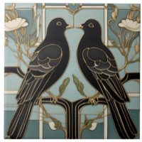 Black Birds Art Nouveau Bird Art Deco dove pigeons