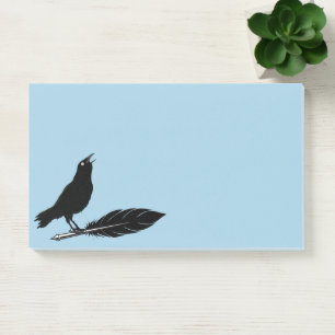 Black Birds Feather Pen Raven Post-it Notes