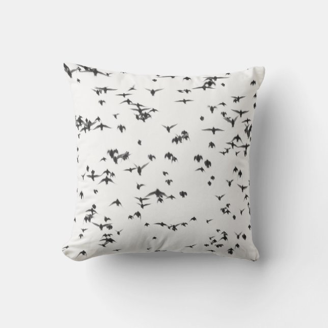 BLACK BIRDS FLYING ON SKY CUSHION (Front)