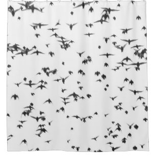 BLACK BIRDS FLYING ON SKY SHOWER CURTAIN