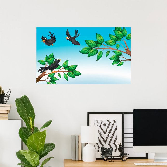 Black Birds on Tree Branches Poster (Creator Uploaded)