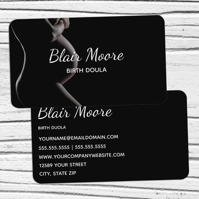 Black Birth Doula Midwife Pregnancy Business Card (Black Birth Doula Midwife Pregnancy Business Cards)