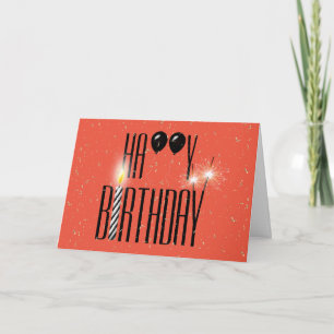 Black Birthday Balloons with Sparkler Card