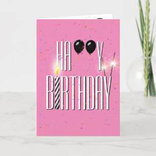 Black Birthday Balloons with Sparklers Card