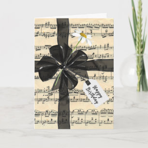 Black Birthday Bow On Music Card
