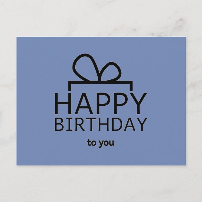 Black Birthday Design On Blue Postcard (Front)