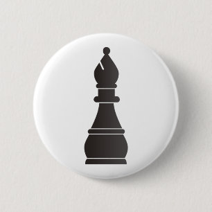 Black bishop chess piece 6 cm round badge