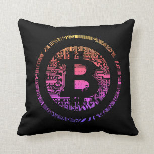 Black Bitcoin Circuitry Ipanema Throw Pillow