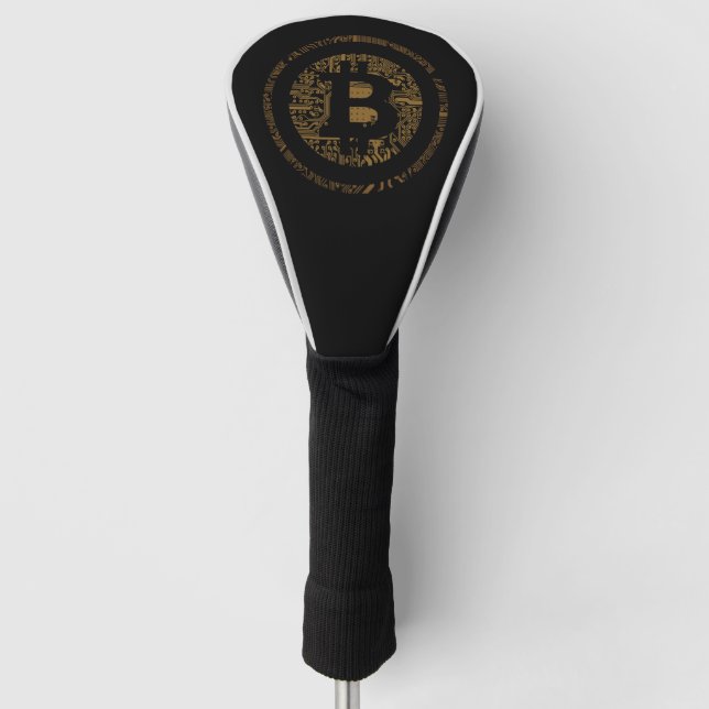 Black Bitcoin Circuitry Telmo Driver Head Cover (Front)