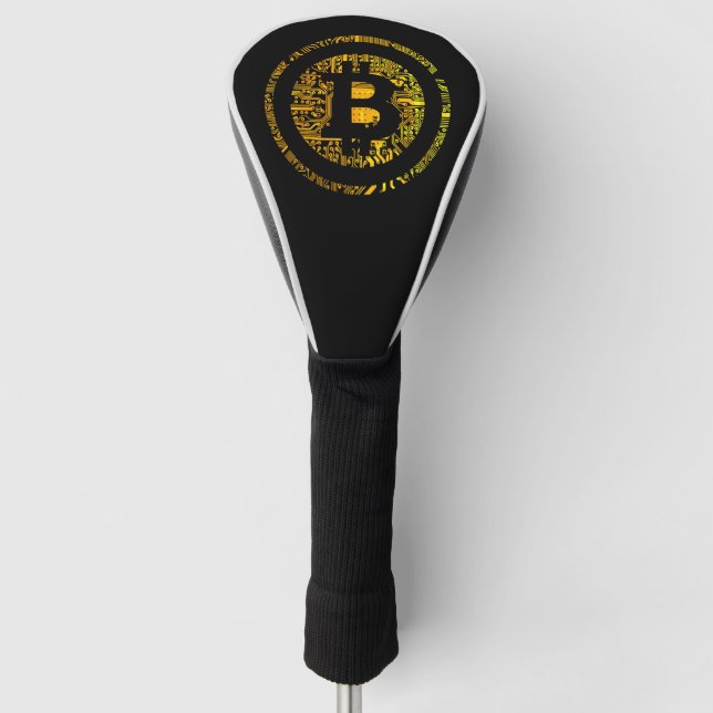 Black Bitcoin Circuitry Vendredi Driver Head Cover (Front)