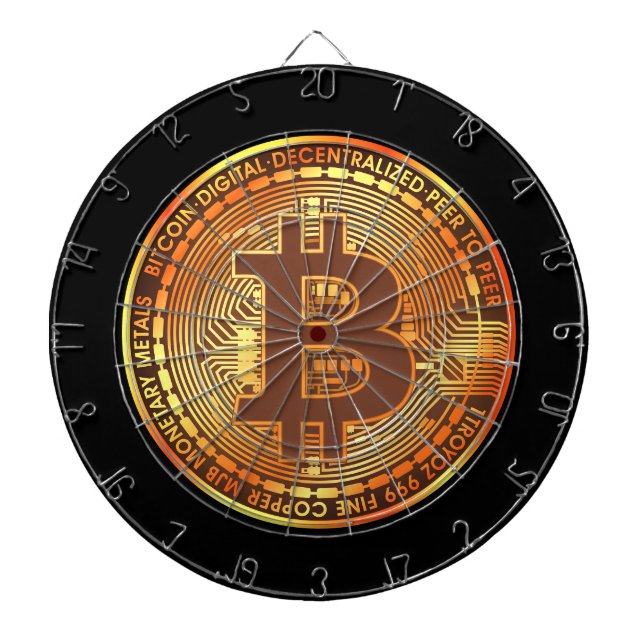 Black Bitcoin Coin Sangria Dartboard (Front)