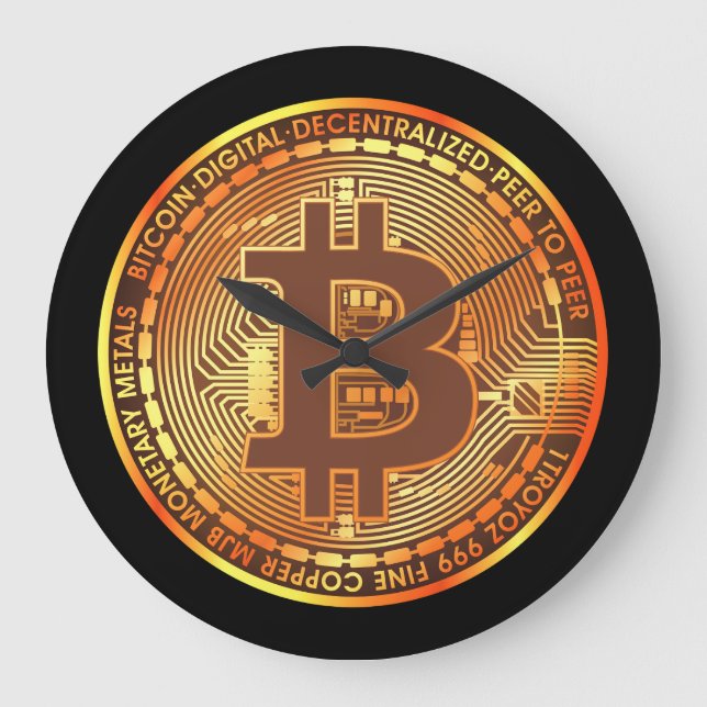 Black Bitcoin Coin Sangria Wall Clock (Front)