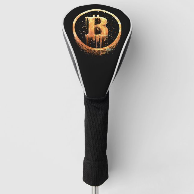 Black Bitcoin Drip Vendredi Driver Head Cover (Front)