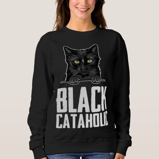Black  Black cat  Black mom Sweatshirt (Front)