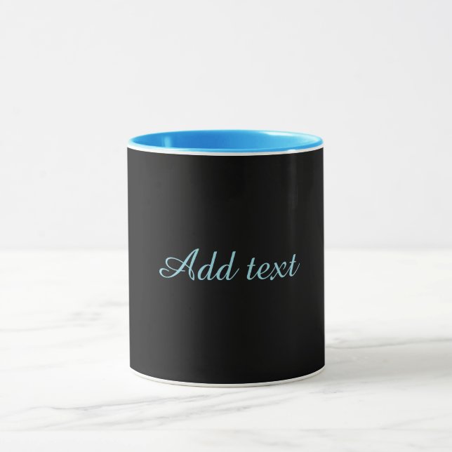 Black-black, simply elegant, blue trim, mug (Center)