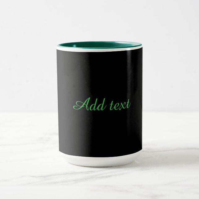 Black-black, simply elegant, green trim, mug (Center)