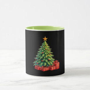 Black-black with green Christmas tree, Mug
