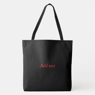 Black-Black with Red Text Tote Bag