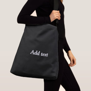Black-Black with White Text Crossbody Bag