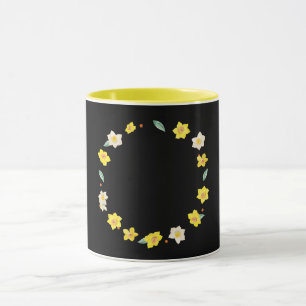 Black-black with yellow flowers, mug