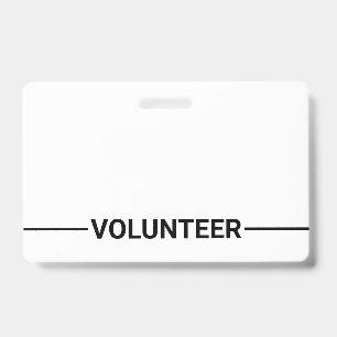 Black Blank Volunteer Badge ID Badge