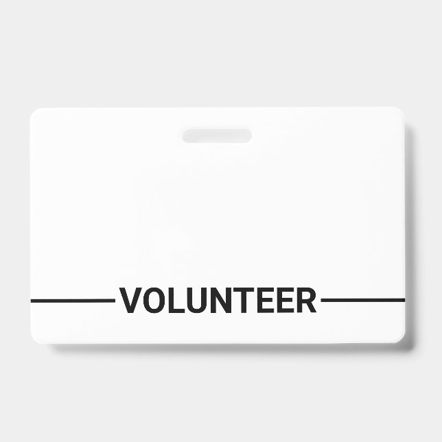 Black Blank Volunteer Badge ID Badge (Front)