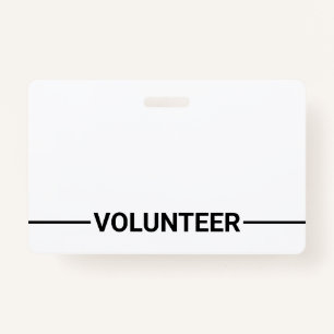 Black Blank Volunteer Badge ID Badge
