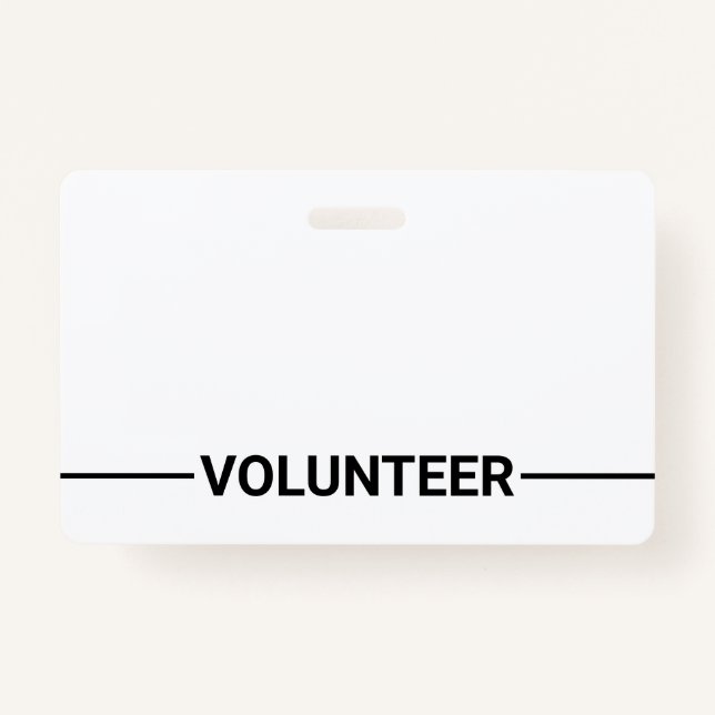 Black Blank Volunteer Badge ID Badge (Front)