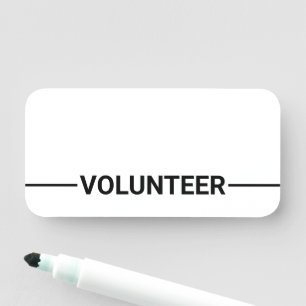 Black Blank Volunteer Name Tag
