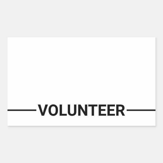 Black Blank Volunteer Rectangular Sticker (Front)